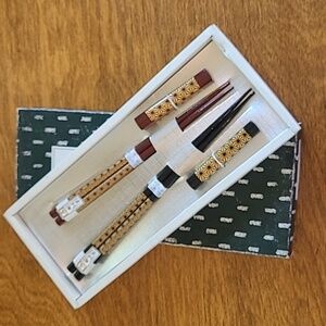 VINTAGE Chopstick Pair with Chopstick Rests, In Original Box